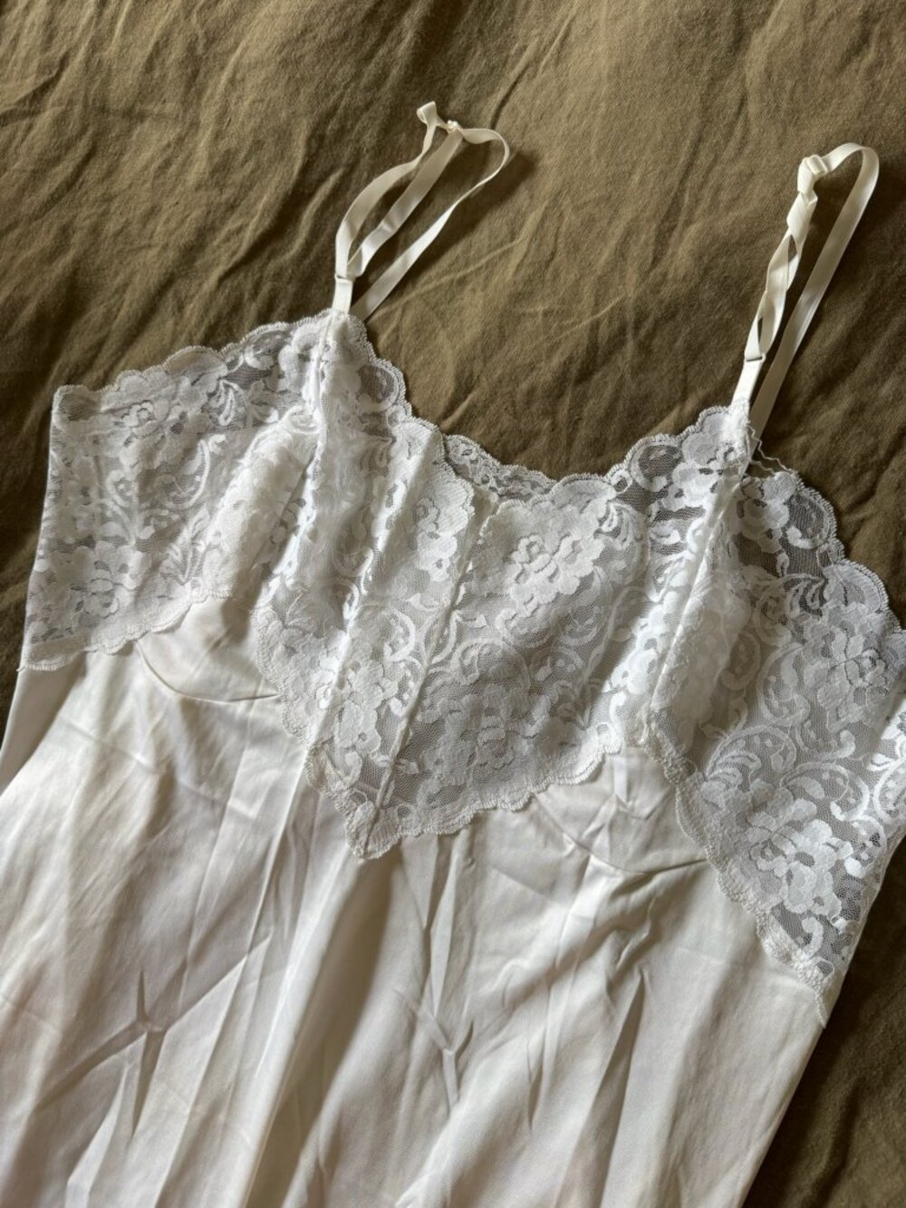 Vintage Lace Bust White Slip Dress Size XL - Picture 6 of 6